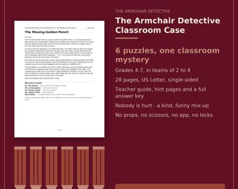 Classroom Escape Room for Grades 4-7, Printable Logic Puzzle Mystery, Critical Thinking Activity with Teacher Guide and Answer Key