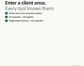 Cleaning Business Spreadsheet Bundle, Bookkeeping, Pricing, Client Tracker (Google Sheets & Excel)