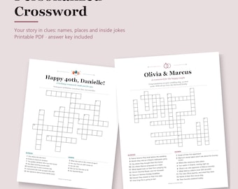 Personalized Crossword Puzzle, Custom Crossword with Your Own Clues, Wedding, Anniversary or Birthday Gift, Printable PDF