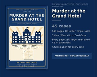 Mysterieus logisch puzzelboek (PDF), 45 printbare moordzaken in een hotel aan zee, Moord in het Grand Hotel [PDF]