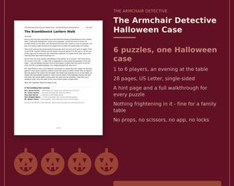 Halloween Escape Room Printable, Detective Mystery Party Game for Teens and Adults, 6 Puzzles