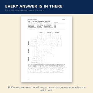 Mystery Logic Grid Puzzle Book PDF, 45 utskrivbara Whodunit-fall på ett hotell vid havet, Mord på Grand Hotel [PDF] bild 4