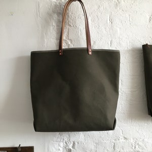 Canvas and leather tote bag