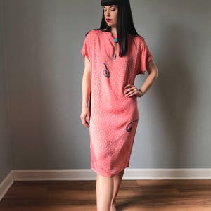 Vintage Silk Sheath Peach Midi Dress