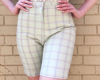 Vintage 60s Light Blue Plaid Jamaica Shorts 3 Sizes