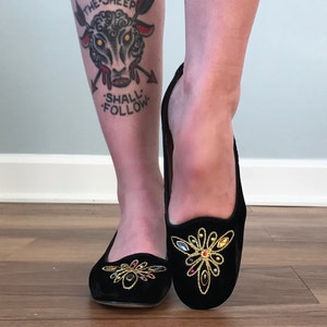 Vintage Velvet Flats Jewel Toe