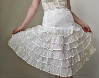 Vintage 50s White Ruffle Bridal Petticoat