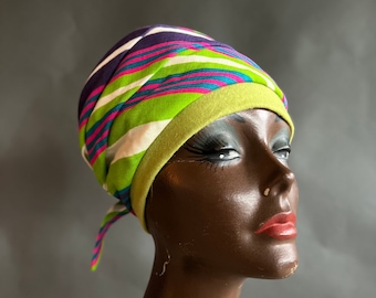 Vintage 60s Multi Color Striped Turban