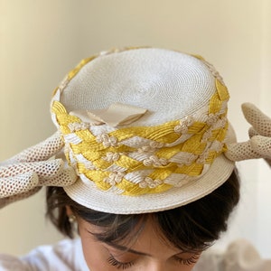 Vintage 60s Braided Spring Straw Topper Hat