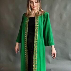 Vintage 40s Embellished Kelly Green Wool Dress Coat image 1