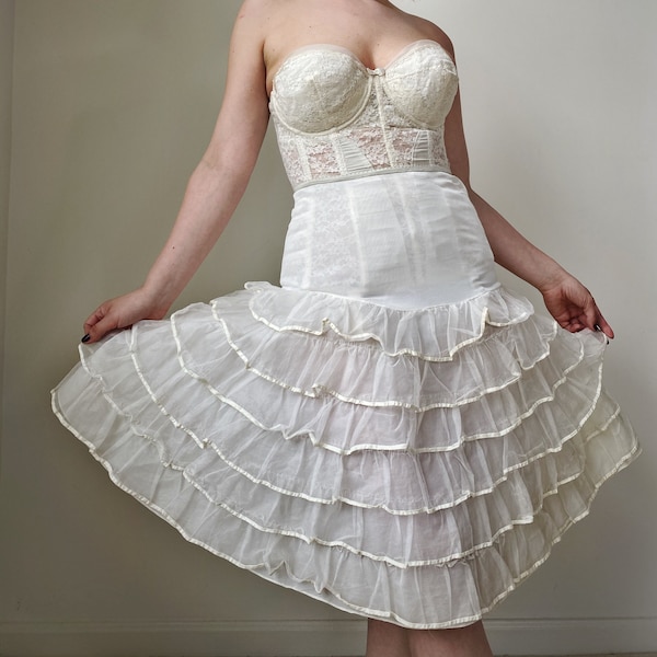 Vintage 50s White Ruffle Bridal Petticoat