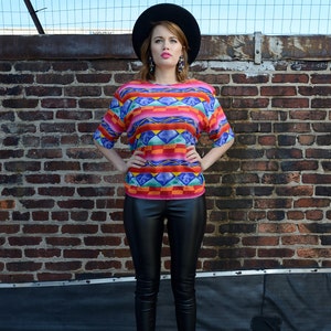 Vintage 80s Silk Graphic Blouse