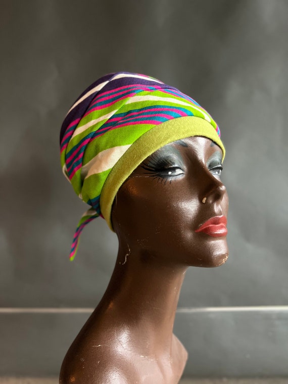 Vintage 60s Multi Color Striped Turban