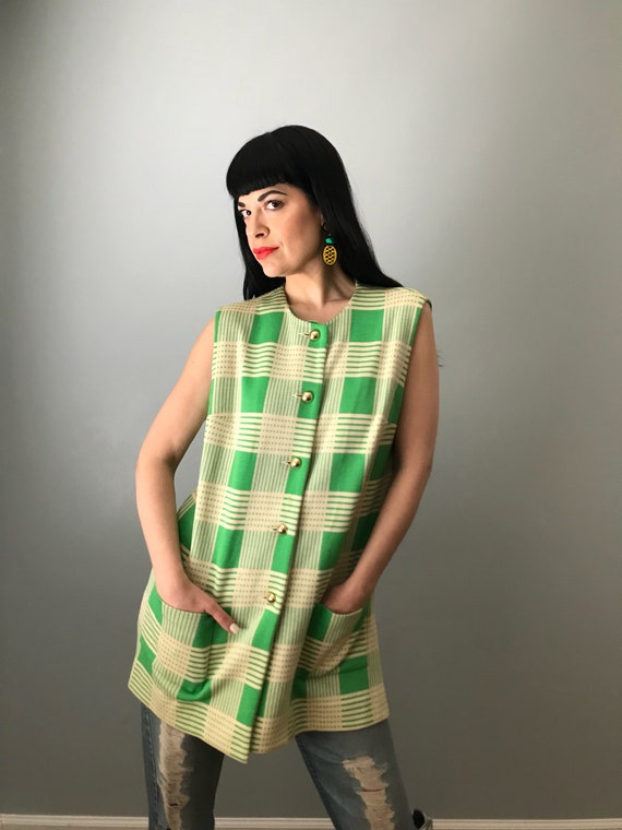 Vintage 60s Green Knit Sweater Vest - Etsy