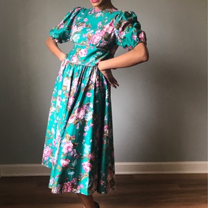 Vintage 80s Does 50s Floral Fit & Flare Dress image 2