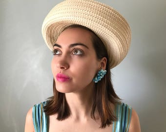 Vintage 60s Full Brim Straw Breton Hat