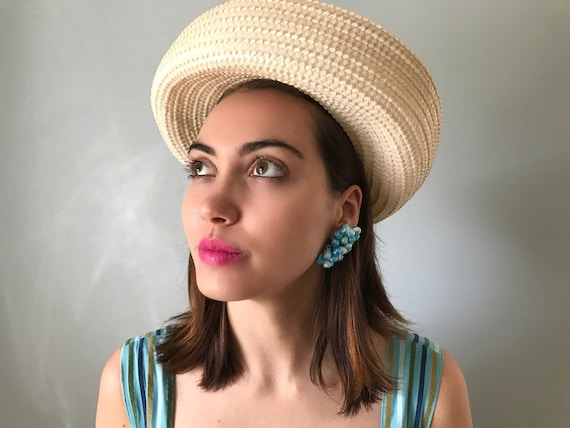 Vintage 60s Full Brim Straw Breton Hat - image 1