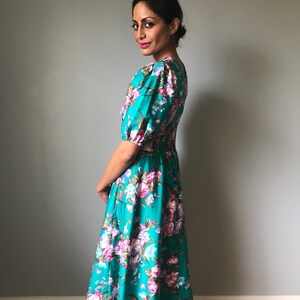 Vintage 80s Does 50s Floral Fit & Flare Dress image 3