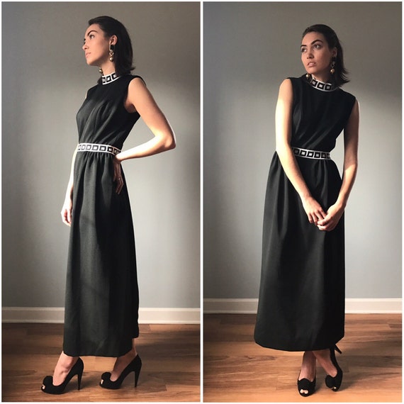 Vintage Mod Key Print Maxi Dress