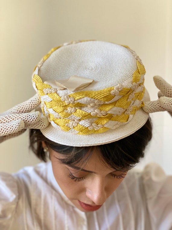 Vintage 60s Braided Spring Straw Topper Hat - image 1