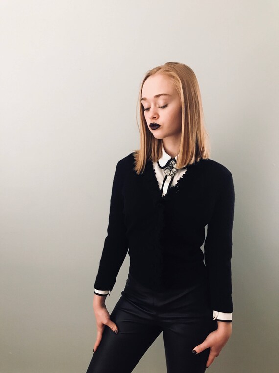 Vintage 50s Black Cashmere Cardigan