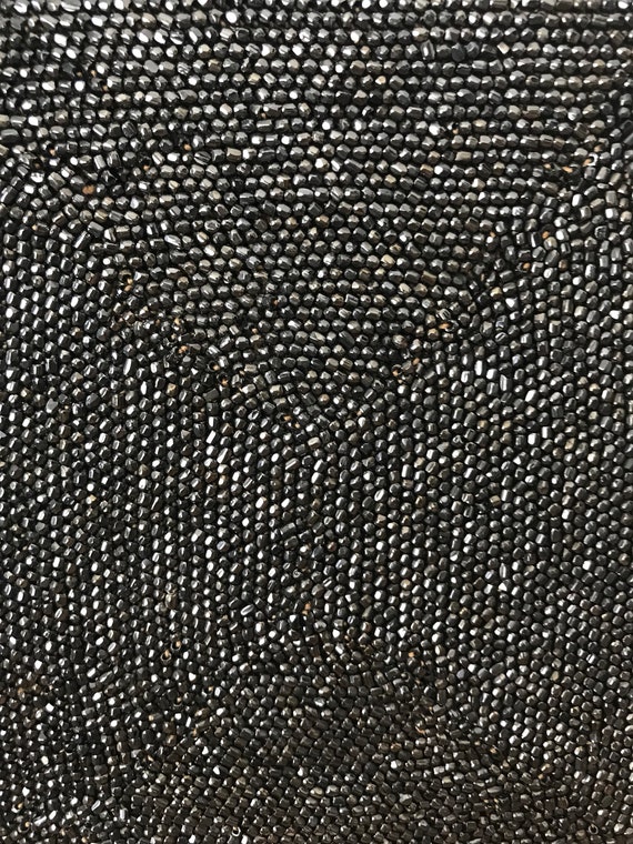 Vintage 30s 40s Gunmetal Beaded Box Purse - image 10
