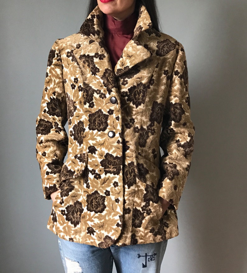Vintage 70s Carpet Tapestry Jacket Etsy