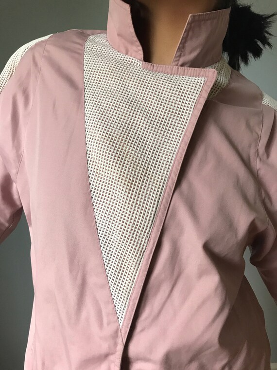 Vintage 80s Dusty Rose Windbreaker Jacket w/ Nett… - image 5