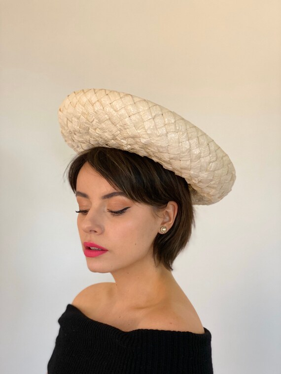 Vintage Ivory Straw Breton Hat - image 7