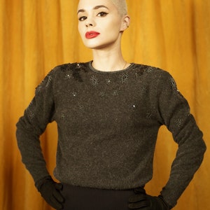 Vintage Lambswool Angora Beaded Sweater image 2