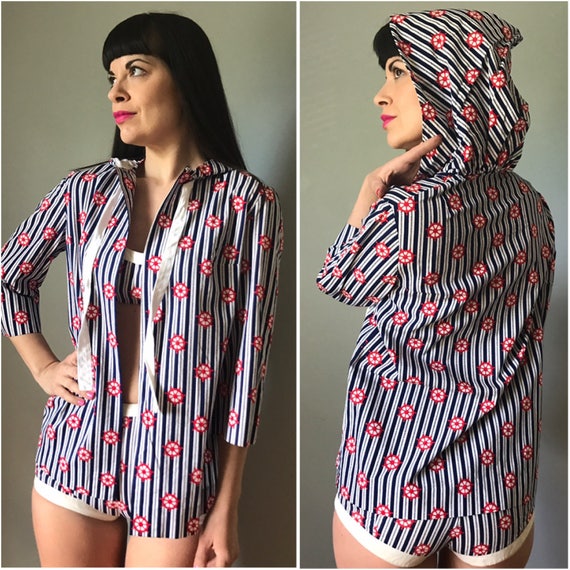 Vintage 50s Nautical 3 Piece Swim Set RARE - image 4