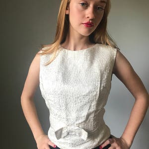 Vintage 60s Pearlescent Brocade Shell Top image 2