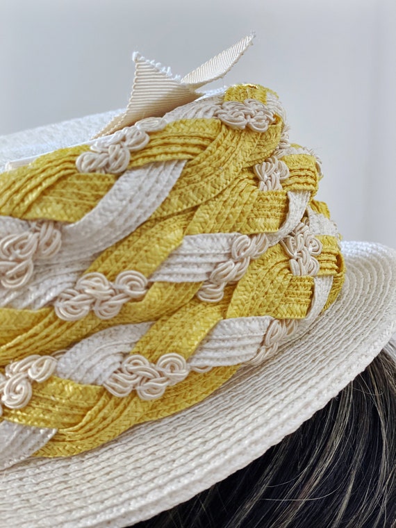 Vintage 60s Braided Spring Straw Topper Hat - image 7