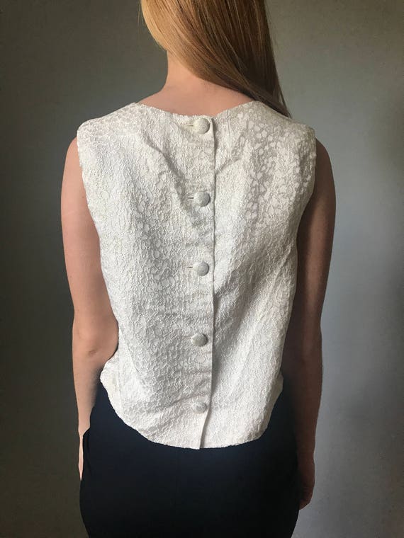 Vintage 60s Pearlescent Brocade Shell Top - image 6
