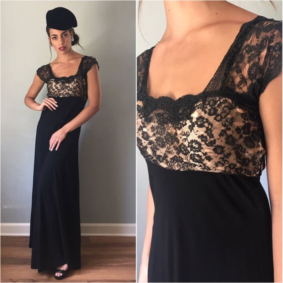 Vintage 30s Antique Gown w/ Lace Bust