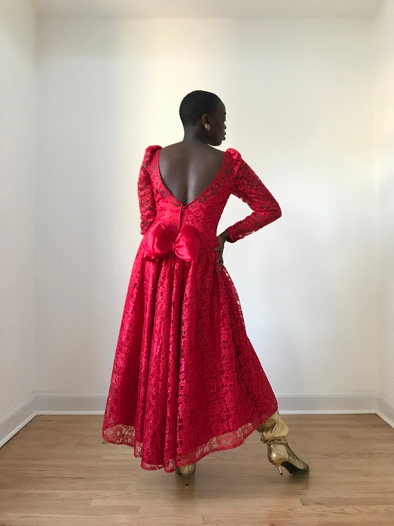 Red lace vintage dress sales