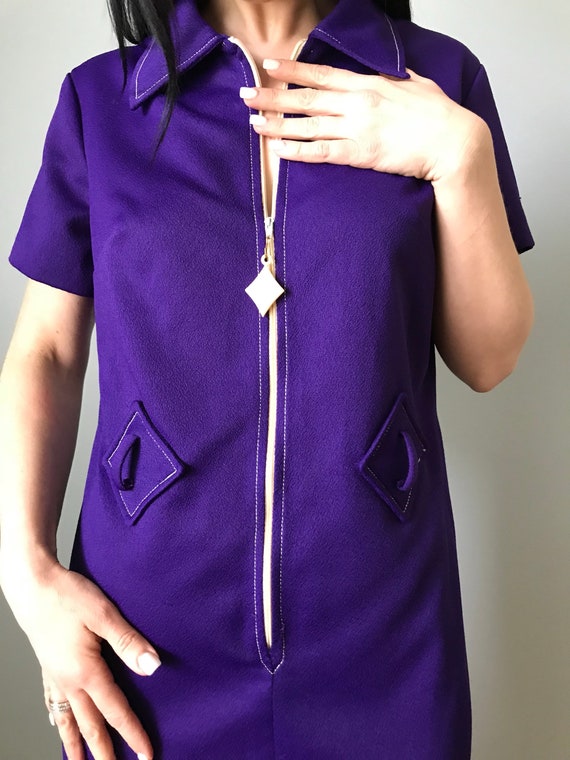 Vintage 60s Purple Scooter Dress w/ Diamond Zip - image 2