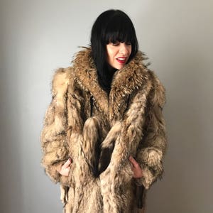 Vintage 70s Full Length Coyote Coat w/ Tassels