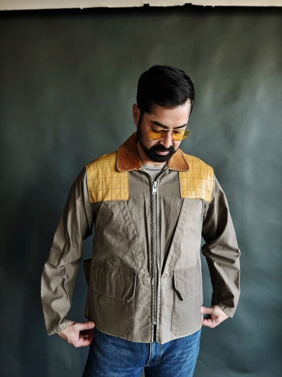 2000'S Lands' End Duck Hunting Jacket, Men's Size Small cotton Khaki type Vintage Second Hand