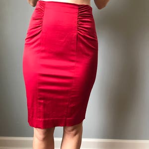 Siren Red Satin Pencil Skirt - Etsy