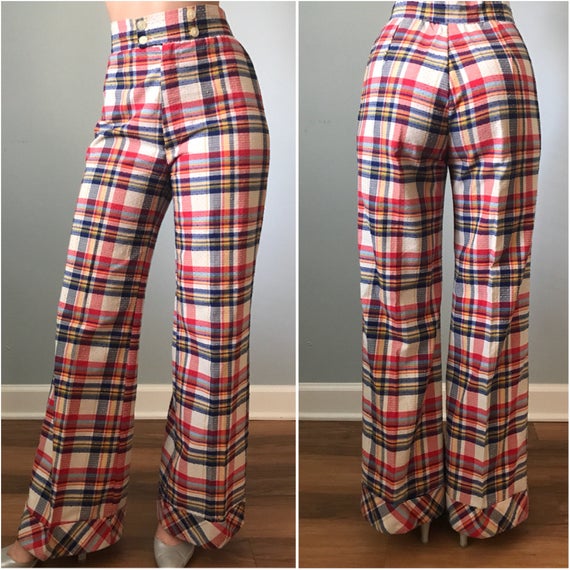 Vintage 70s Plaid Hi Waist Bell Bottoms Trousers - Etsy Vintage 70s Plaid Hi Waist Bell Bottoms Trousers - Etsy