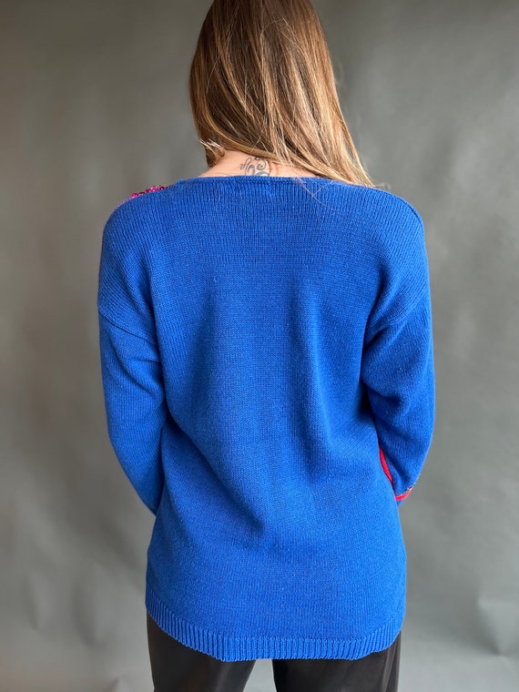 Vintage 80s Abstract Cobalt Sweater - image 8