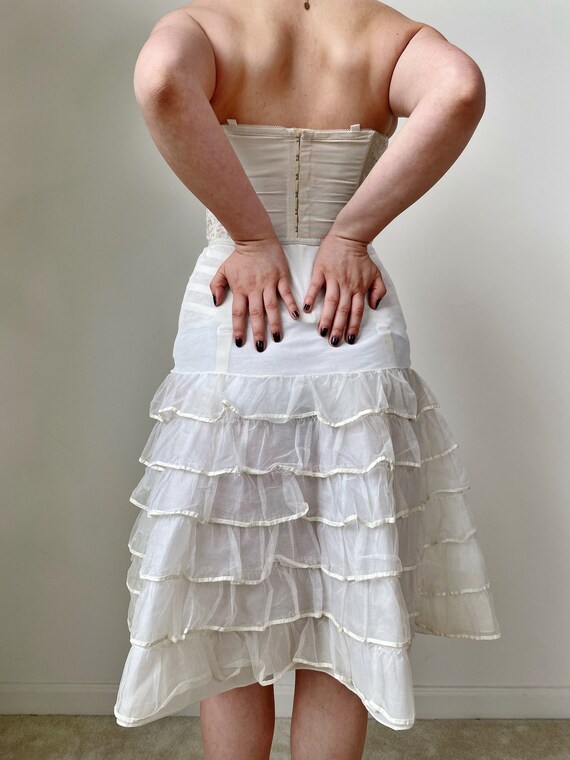 Vintage 50s White Ruffle Bridal Petticoat - image 5