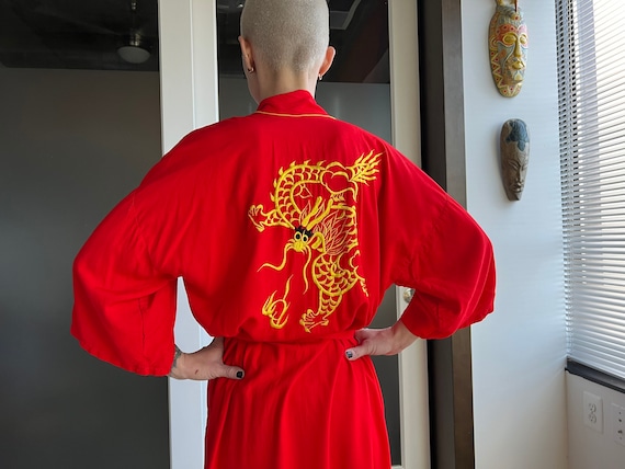 Vintage Chinese Good Luck Dragon Robe - image 1