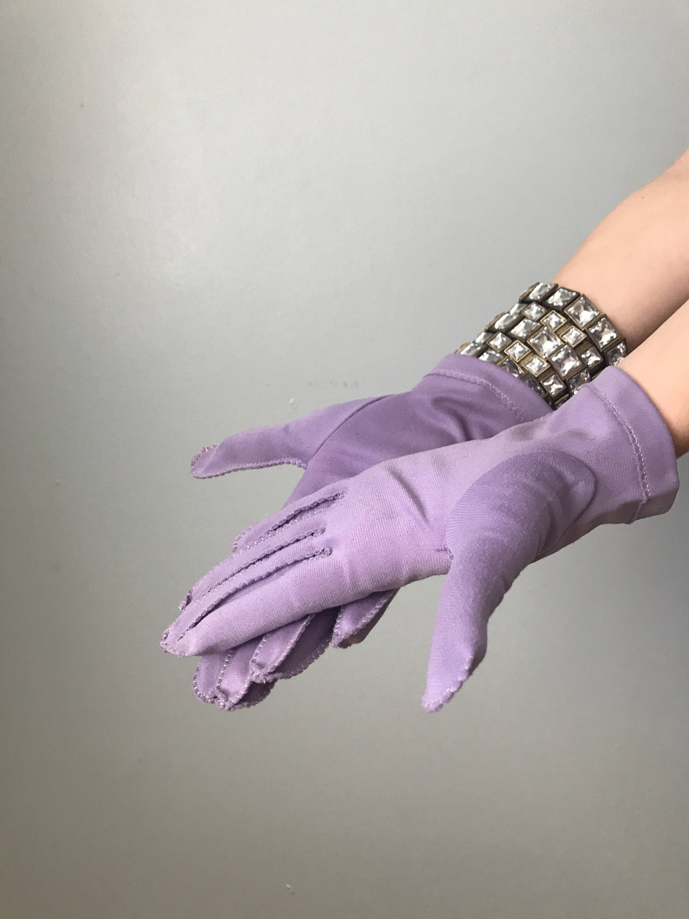 purple cotton gloves