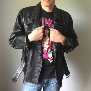 Vintage 80s Mens Leather Motorcycle Jacket