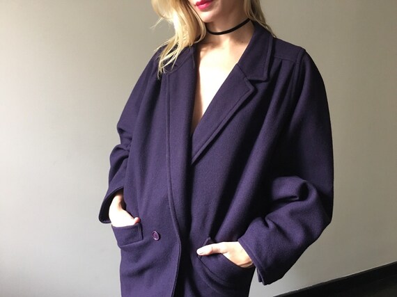Vintage 80s Oversized Slouch Purple Wool Coat