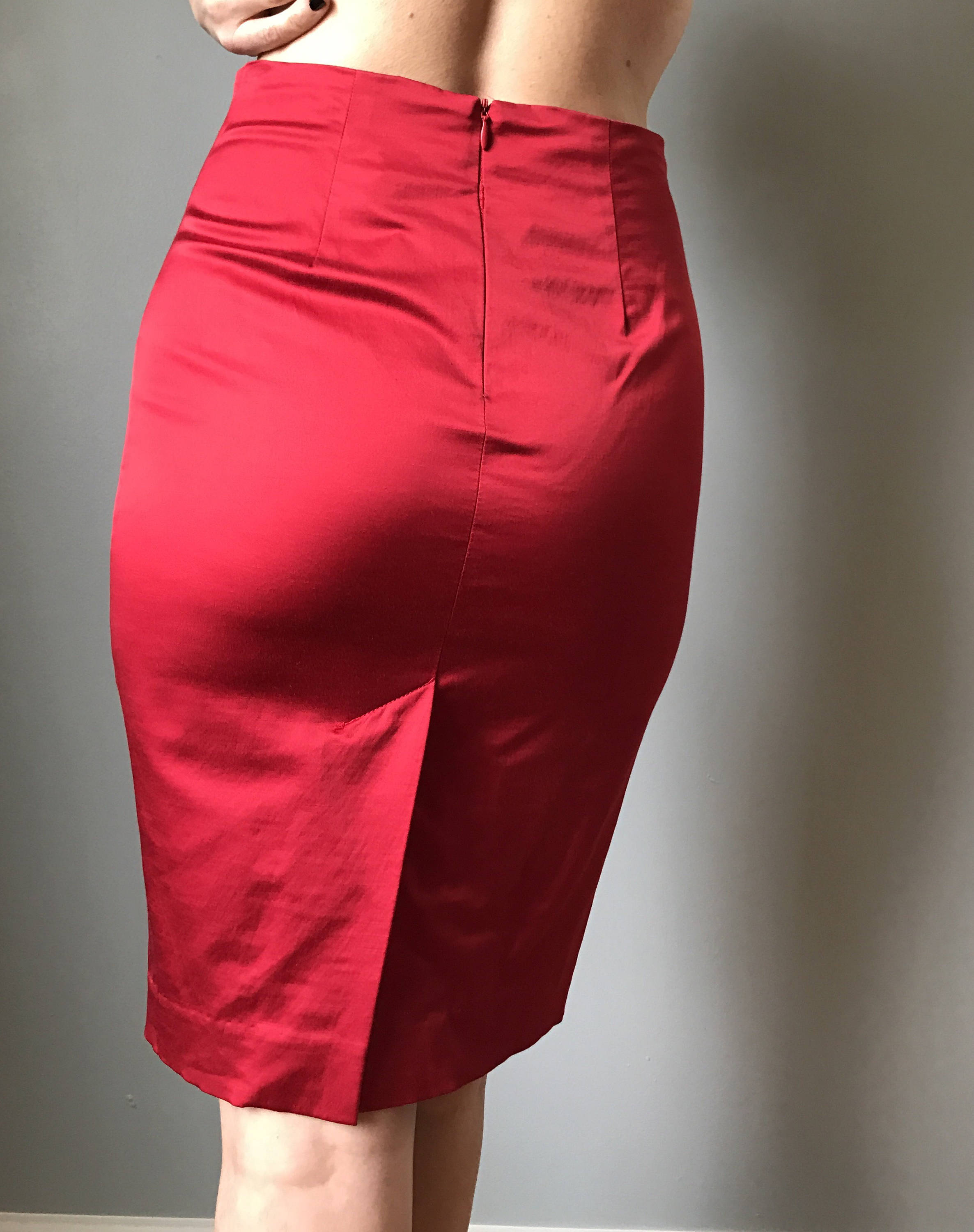 Siren Red Satin Pencil Skirt - Etsy