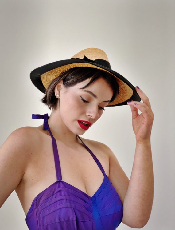 Vintage 50s Straw Sun Hat