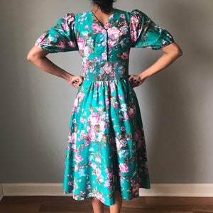 Vintage 80s Does 50s Floral Fit & Flare Dress image 8